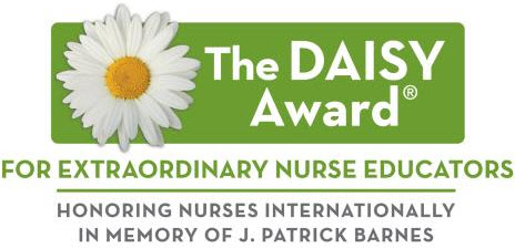 The DAISY award for extraordinary Nurse Educators Award logo, honoring nurses internationally , in memory of J. Patrick Barnes.