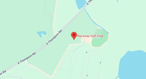 A map showing the location of the Raceway Golf Club.
