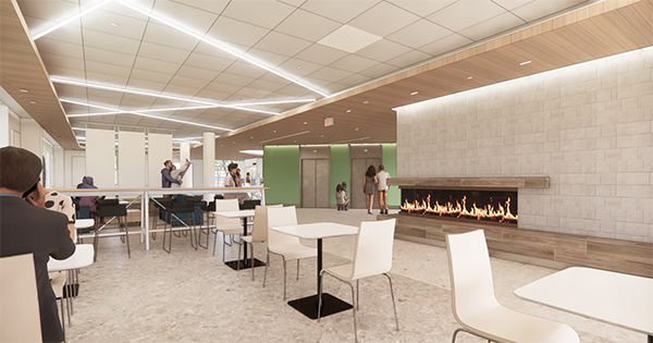 Image of the future North Pavilion lobby's cafe