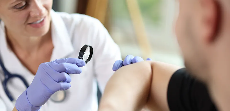 Image of a patient examining a person's arm