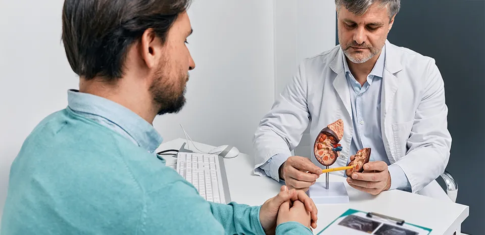 Image of patient and a doctor talking