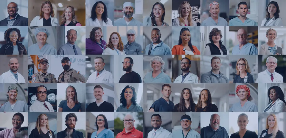 A collage of various caregivers throughout the UMass Memorial Health system.