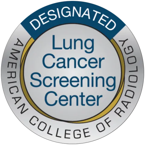 A badge from the American College of Radiology stating this is a designated Lung Cancer Screening Center.