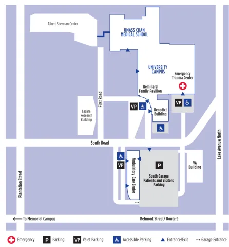 Map of parking locations at University Campus