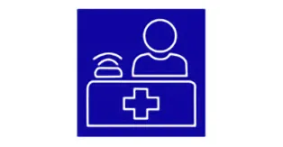 The registration icon shows a simple outline of a desk with a phone and person.